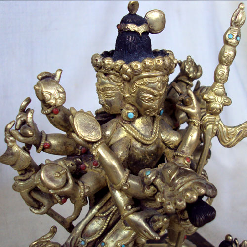 ANTIQUE MID 20THC GILDED CHAKRASAMVARA STATUE TIBET  