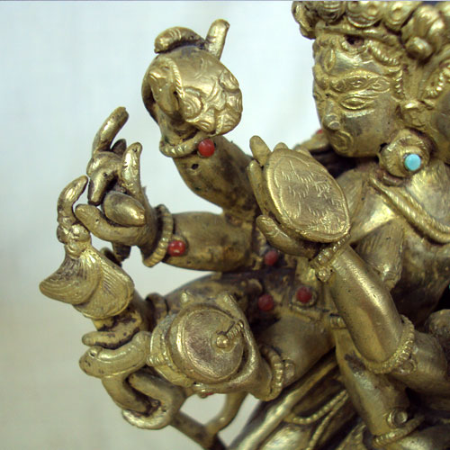 ANTIQUE MID 20THC GILDED CHAKRASAMVARA STATUE TIBET  