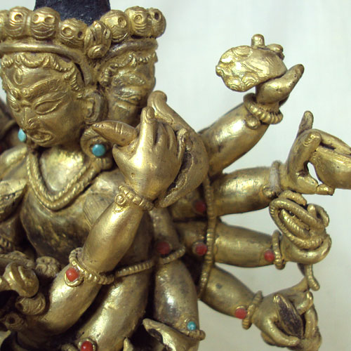 ANTIQUE MID 20THC GILDED CHAKRASAMVARA STATUE TIBET  