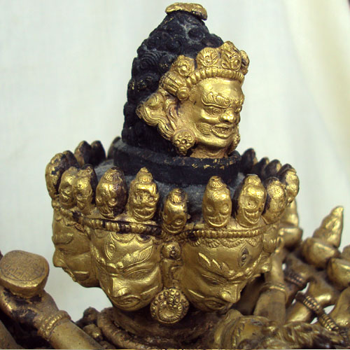   19THC GILDED HEVAJRA STATUE WITH CONSORT VAJRA NAIRATMYA TIBET  